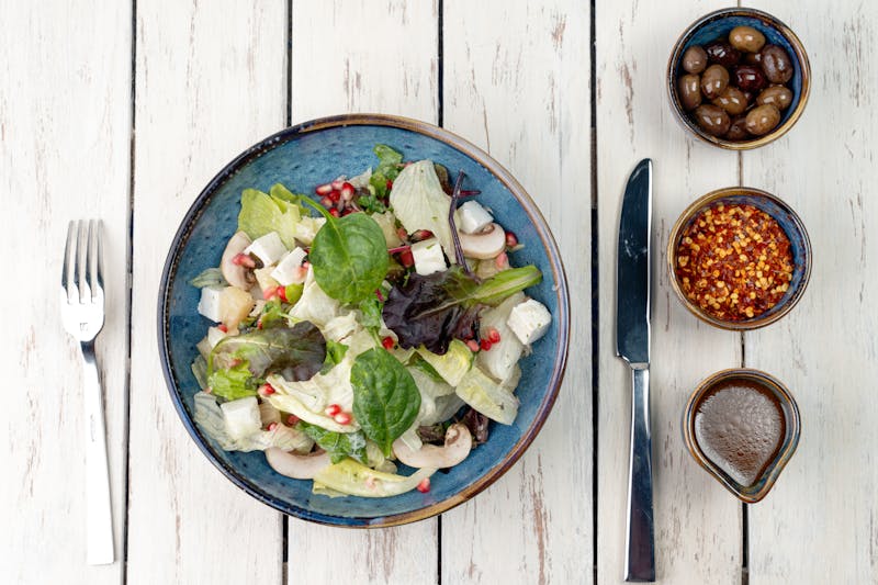 Mediterranean salad with olives and feta cheese